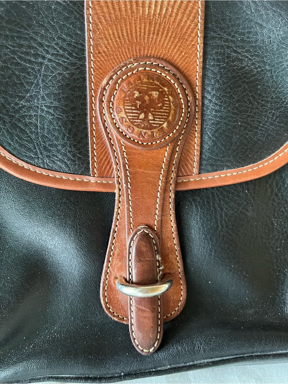 Leather Satchel with Contrast Saddle Trim